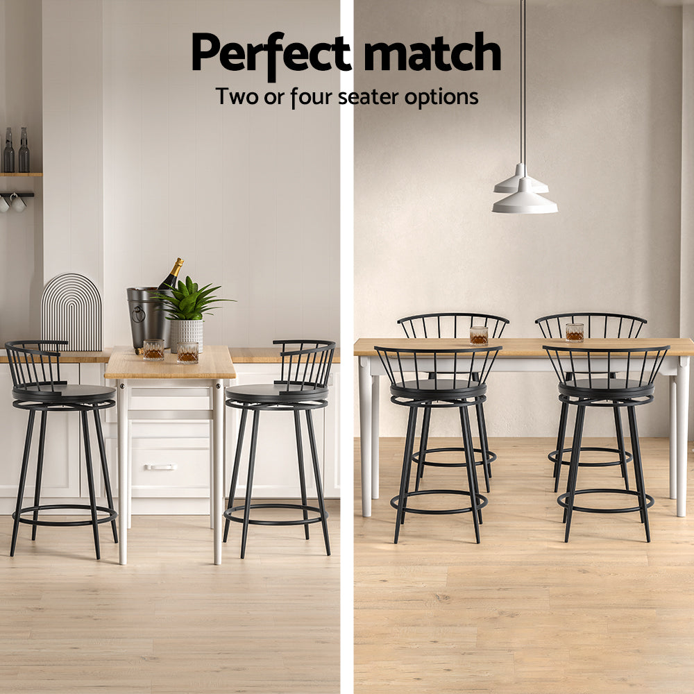 April (Set of 2) Bar Stools 70cm - Black - Homecoze