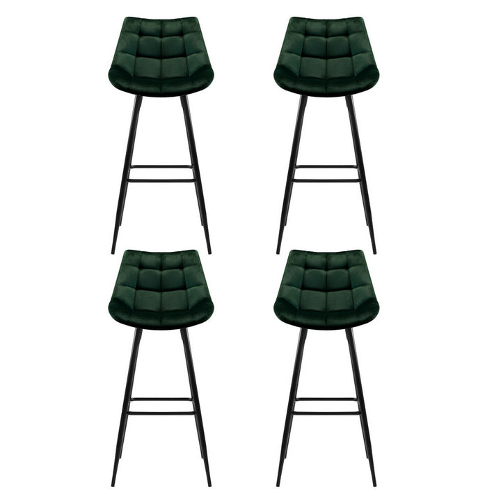 Avery (Set of 4) Velvet Bar Stools 76cm - Green - Homecoze