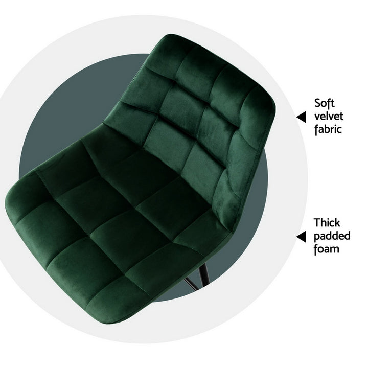Avery (Set of 4) Velvet Bar Stools 76cm - Green - Homecoze