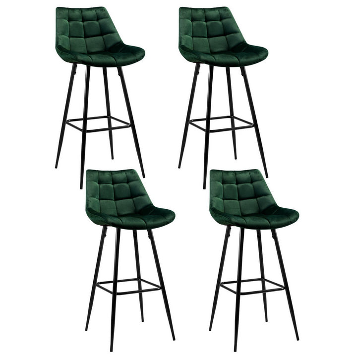 Avery (Set of 4) Velvet Bar Stools 76cm - Green - Homecoze