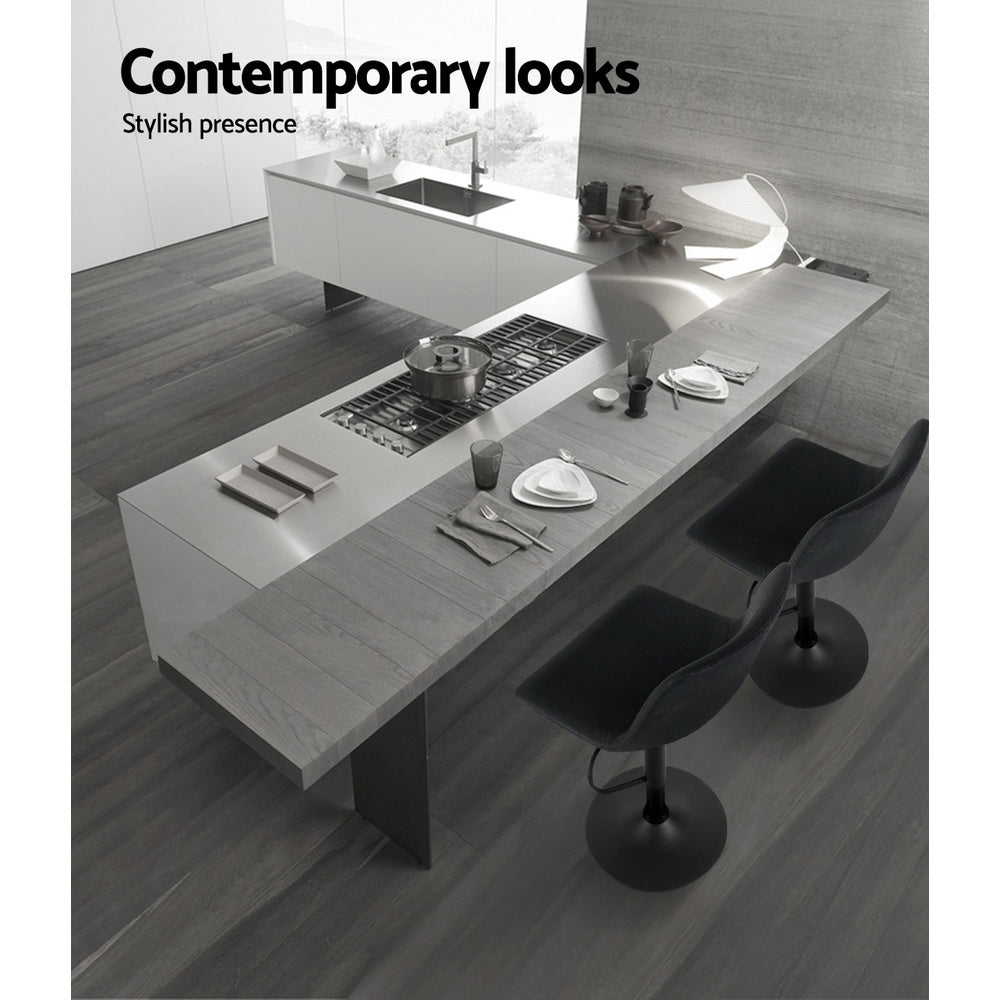 Quentin (Set of 2) Vintage PU Leather Bar Stools - Black - Homecoze