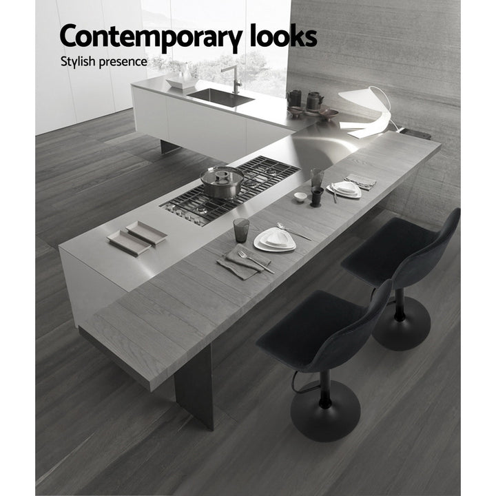 Quentin (Set of 2) Vintage PU Leather Bar Stools - Black - Homecoze