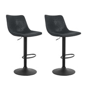Quentin (Set of 2) Vintage PU Leather Bar Stools - Black - Homecoze