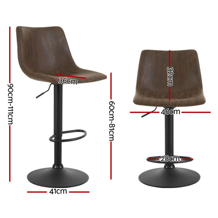Quentin (Set of 4) Vintage PU Leather Bar Stools - Brown - Homecoze