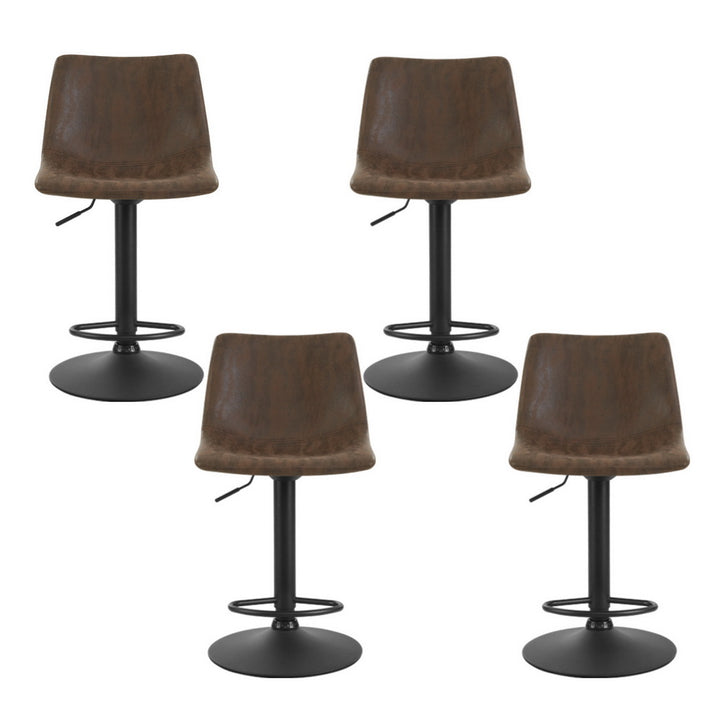 Quentin (Set of 4) Vintage PU Leather Bar Stools - Brown - Homecoze
