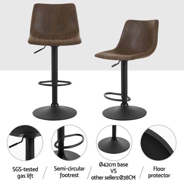 Quentin (Set of 4) Vintage PU Leather Bar Stools - Brown - Homecoze