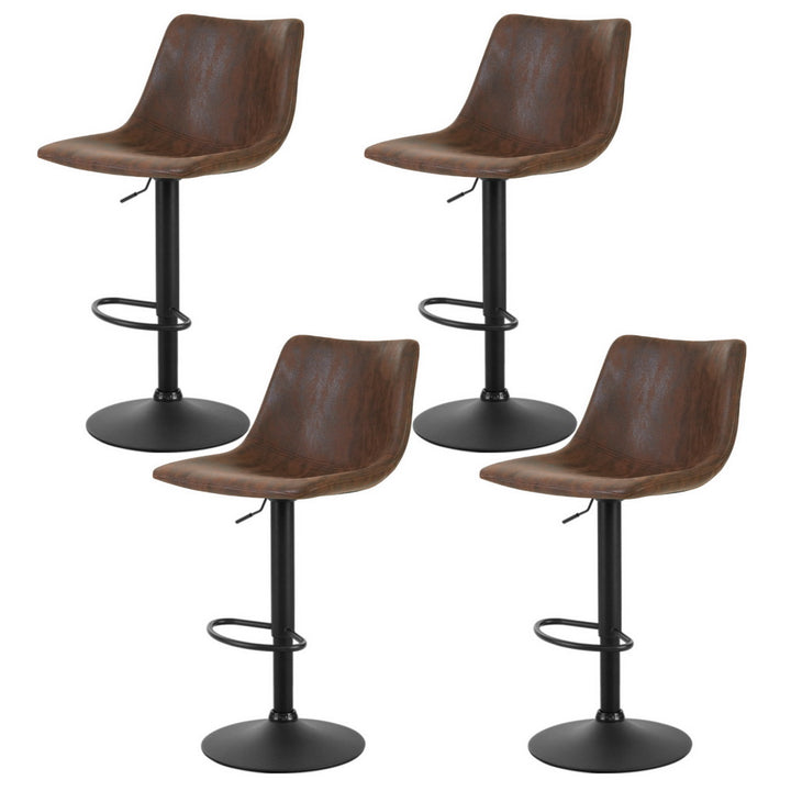 Quentin (Set of 4) Vintage PU Leather Bar Stools - Brown - Homecoze