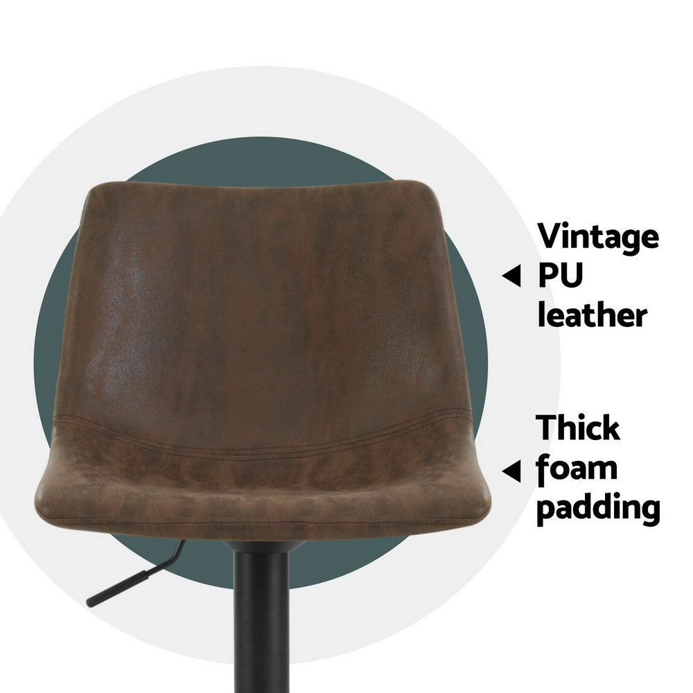 Quentin (Set of 2) Vintage PU Leather Bar Stools - Brown