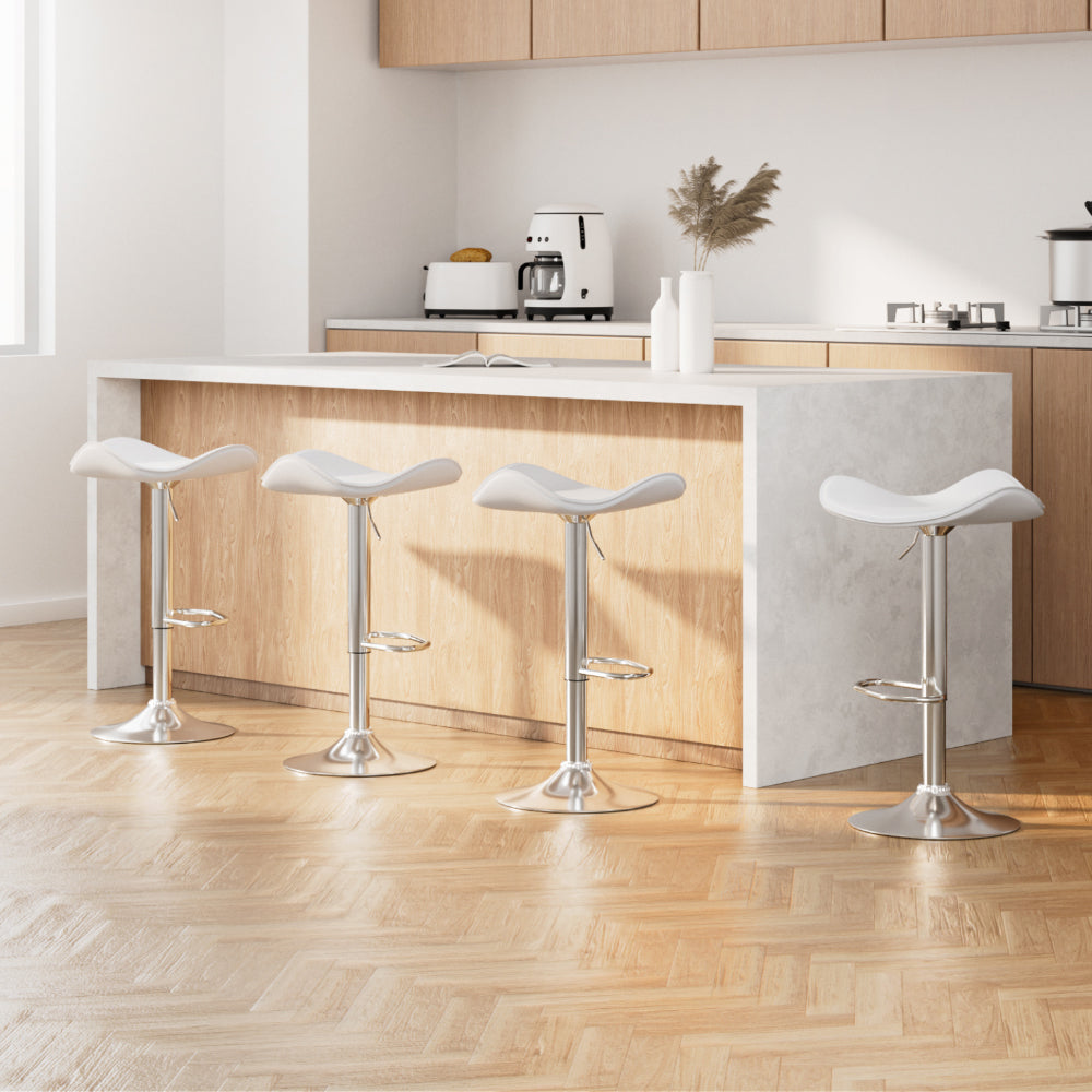Shiloh (Set of 4) PU Leather Bar Stools - White - Homecoze