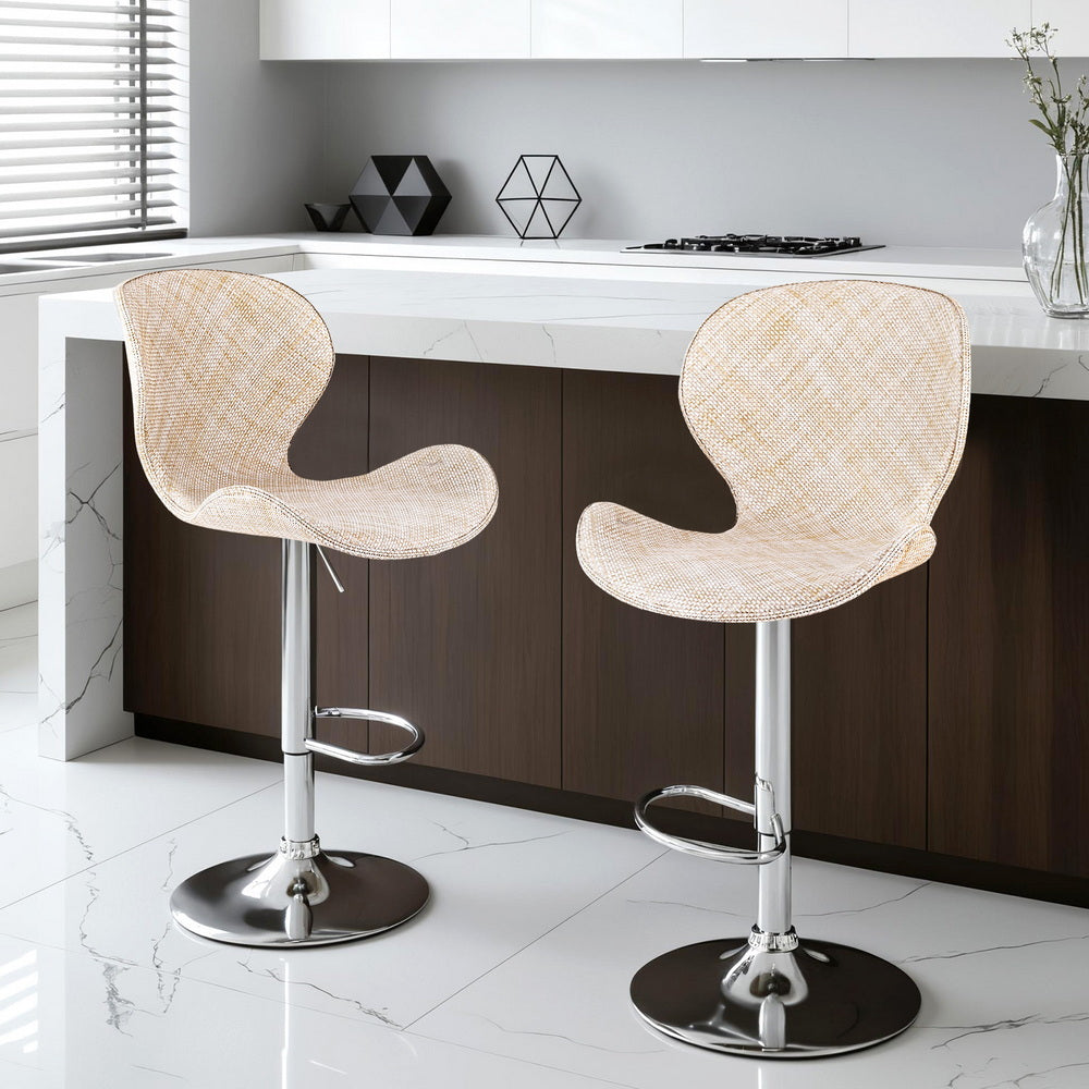 Quinn (Set of 2) PE Rattan Bar Stools - Beige - Homecoze