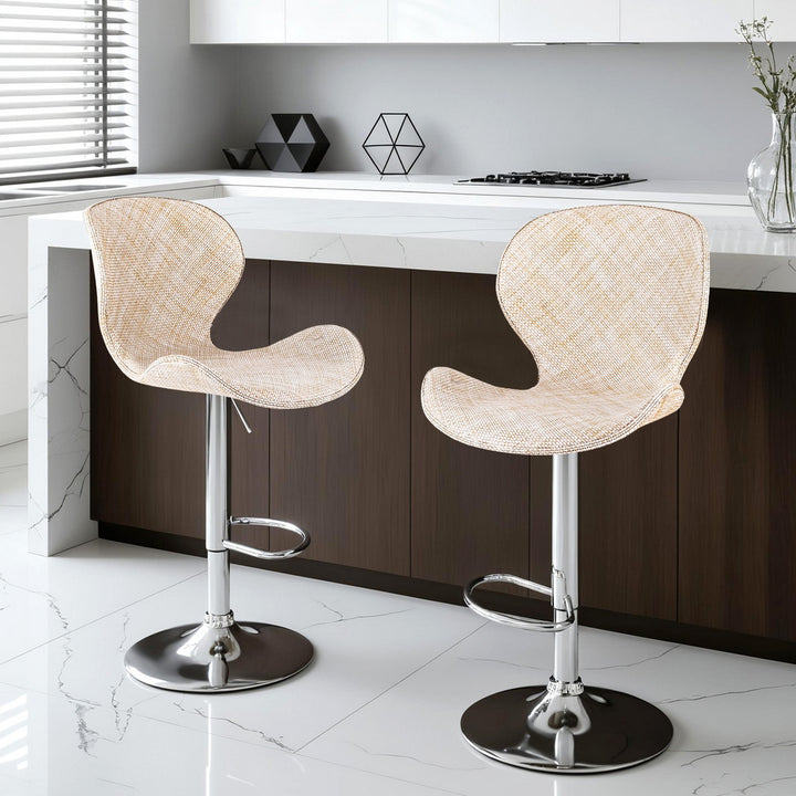 Quinn (Set of 2) PE Rattan Bar Stools - Beige - Homecoze