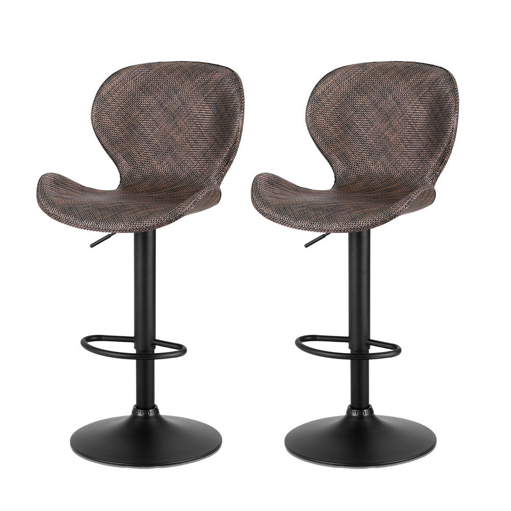 Quinn (Set of 2) PE Rattan Bar Stools - Brown - Homecoze