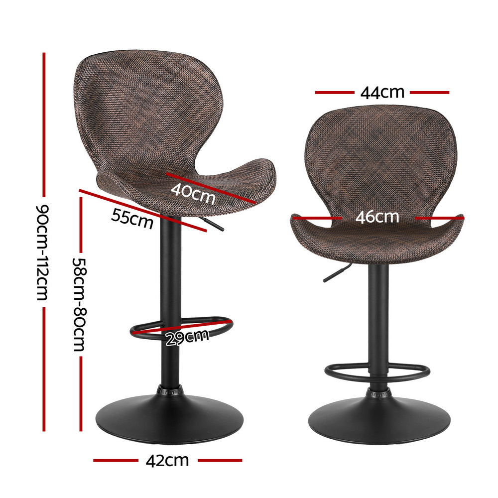 Quinn (Set of 2) PE Rattan Bar Stools - Brown - Homecoze