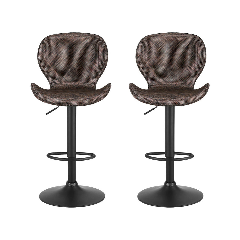 Quinn (Set of 2) PE Rattan Bar Stools - Brown - Homecoze