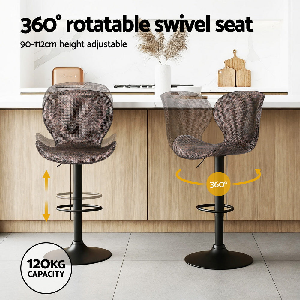 Quinn (Set of 2) PE Rattan Bar Stools - Brown - Homecoze
