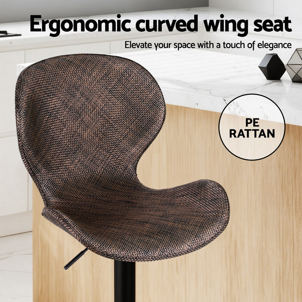 Quinn (Set of 2) PE Rattan Bar Stools - Brown - Homecoze