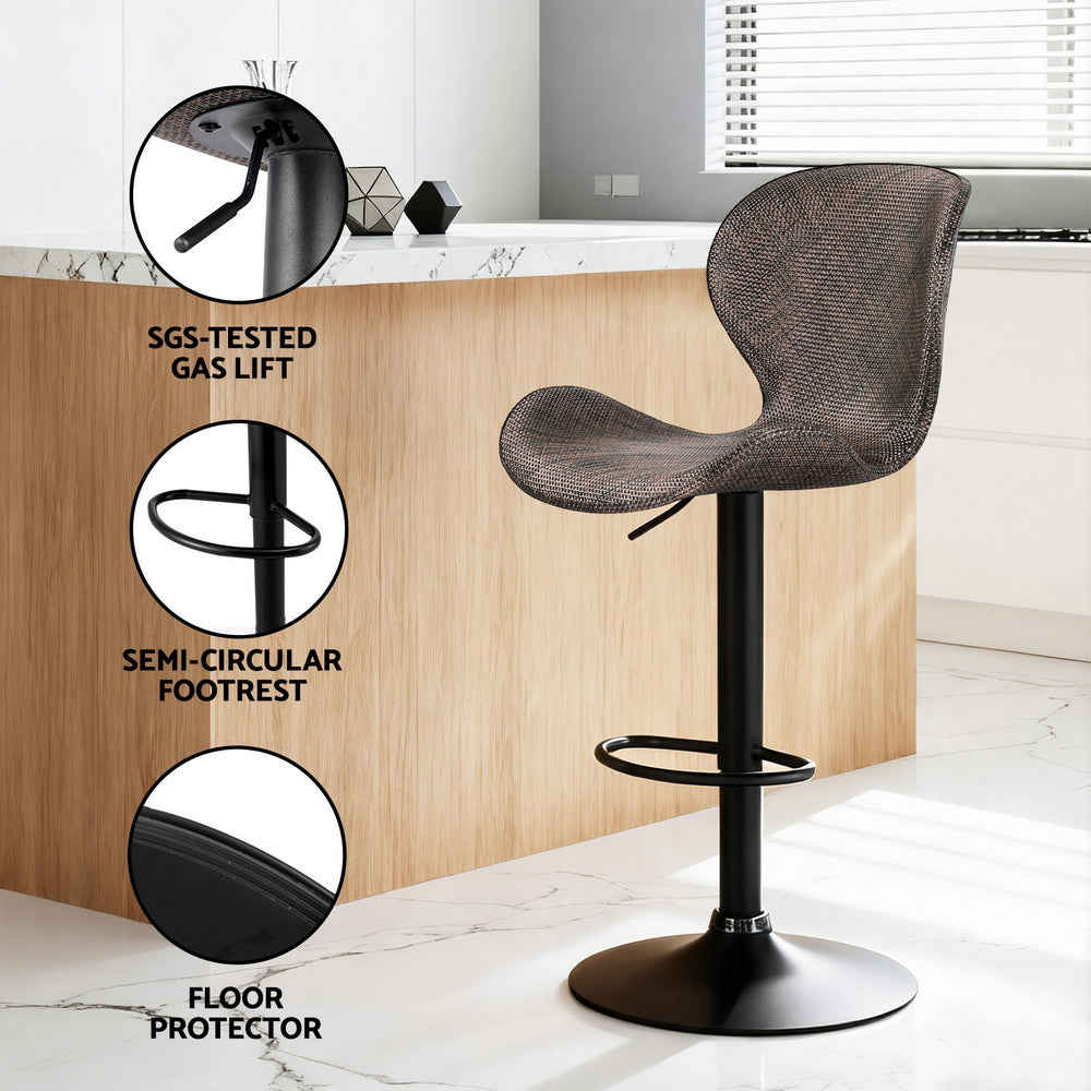 Quinn (Set of 2) PE Rattan Bar Stools - Brown - Homecoze