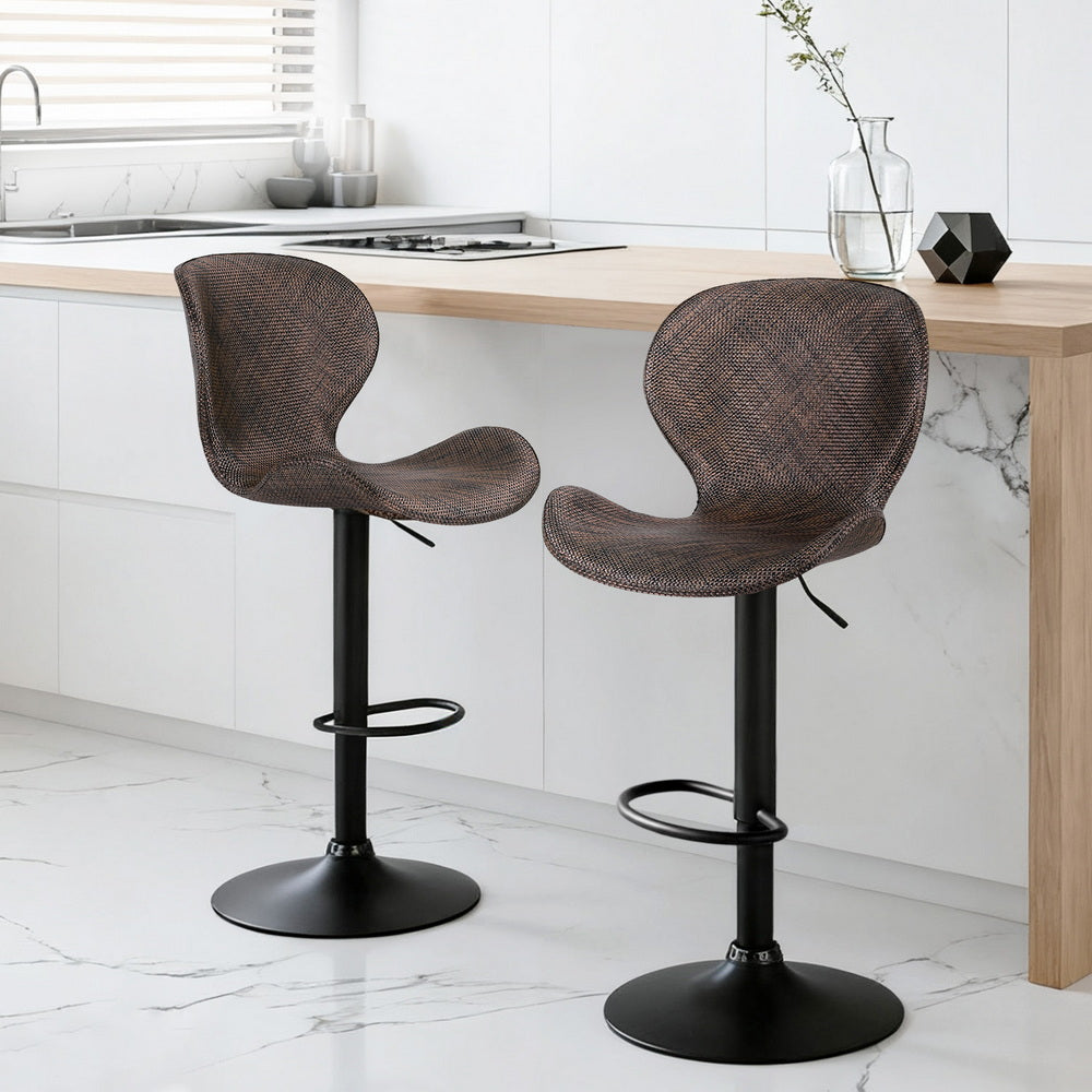 Quinn (Set of 2) PE Rattan Bar Stools - Brown - Homecoze