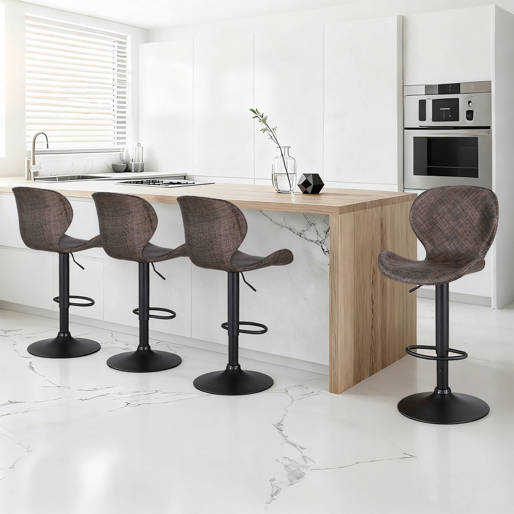 Quinn (Set of 4) PE Rattan Bar Stools - Brown - Homecoze