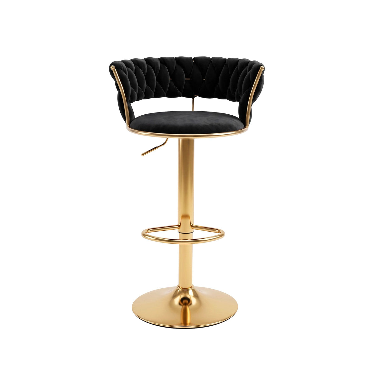 Elias (Single) Velvet Bar Stool - Black & Gold