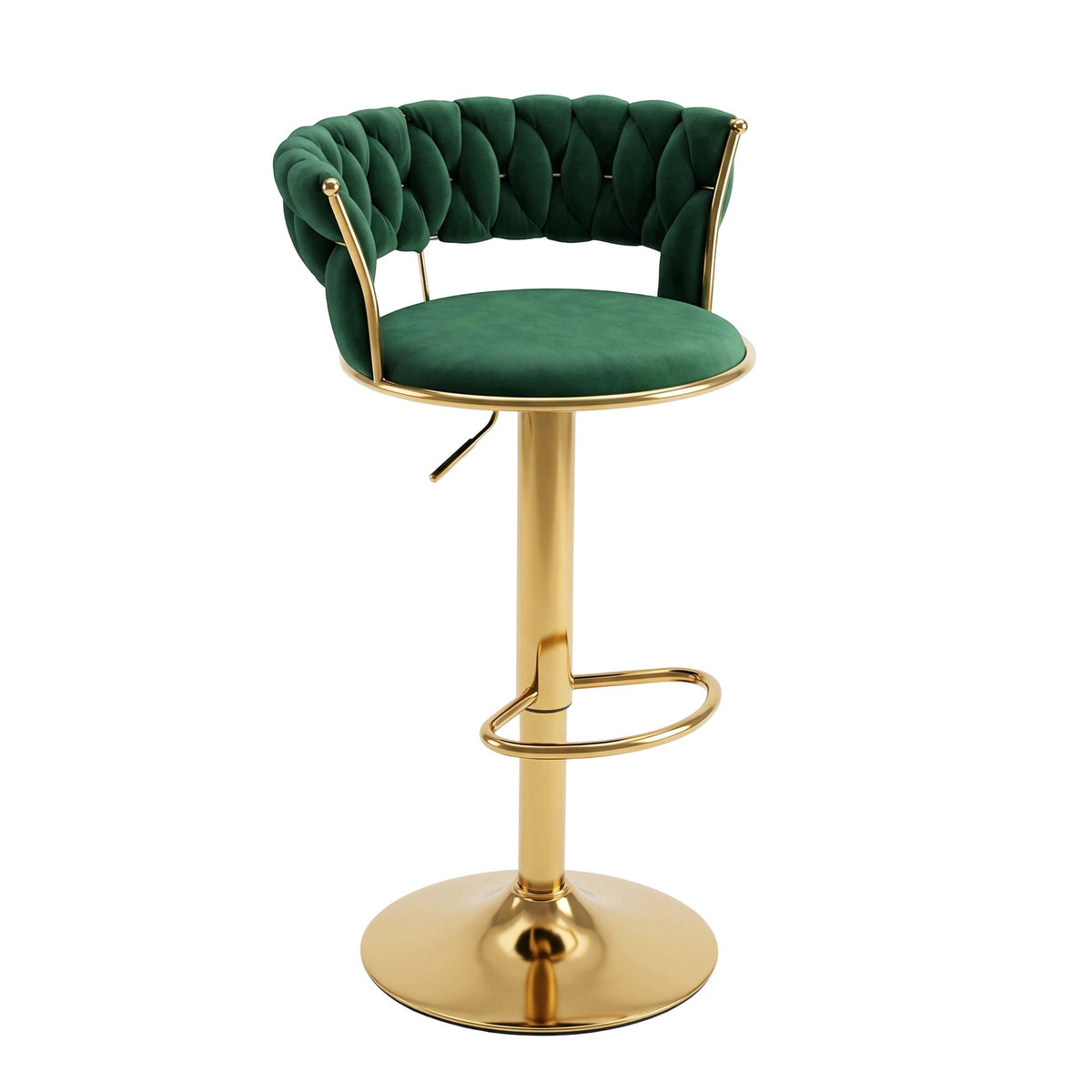 Elias (Single) Velvet Bar Stool - Green & Gold