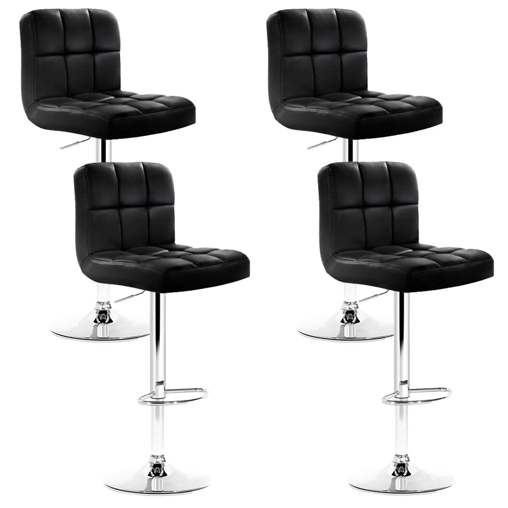 Layla (Set of 4) PU Leather Bar Stools - Black - Homecoze
