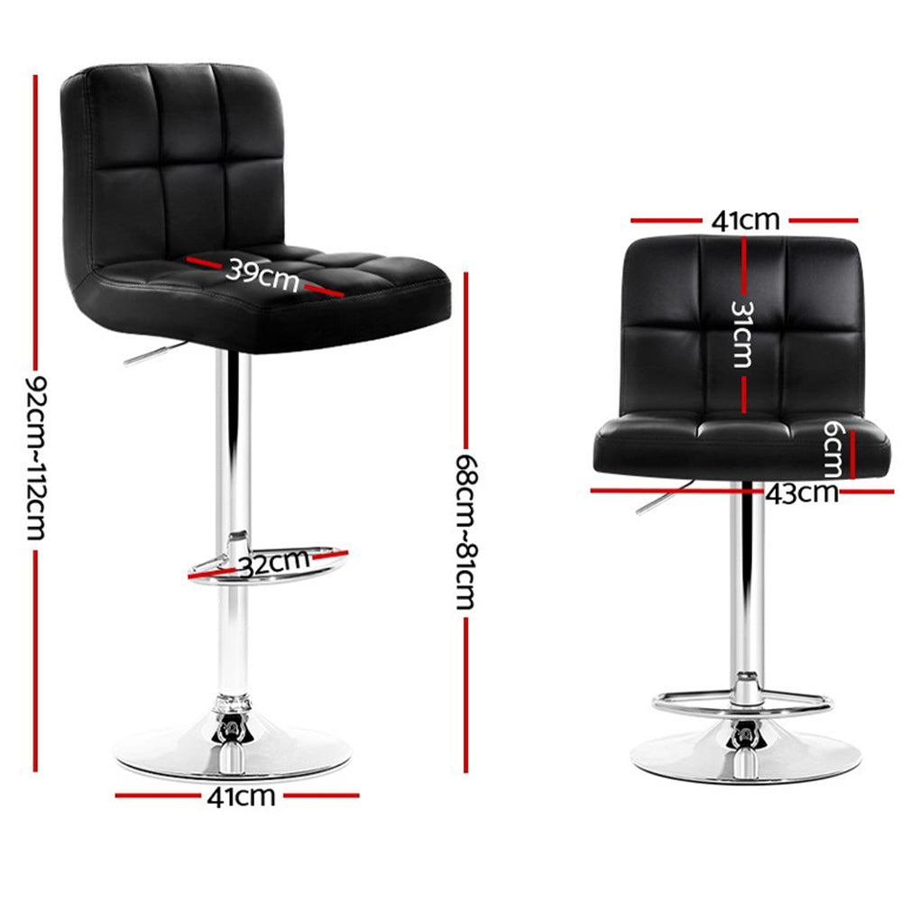 Layla (Set of 4) PU Leather Bar Stools - Black - Homecoze