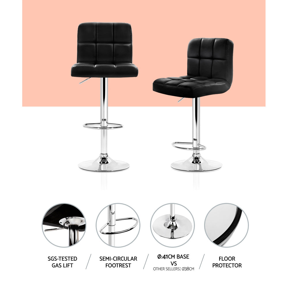 Layla (Set of 4) PU Leather Bar Stools - Black - Homecoze
