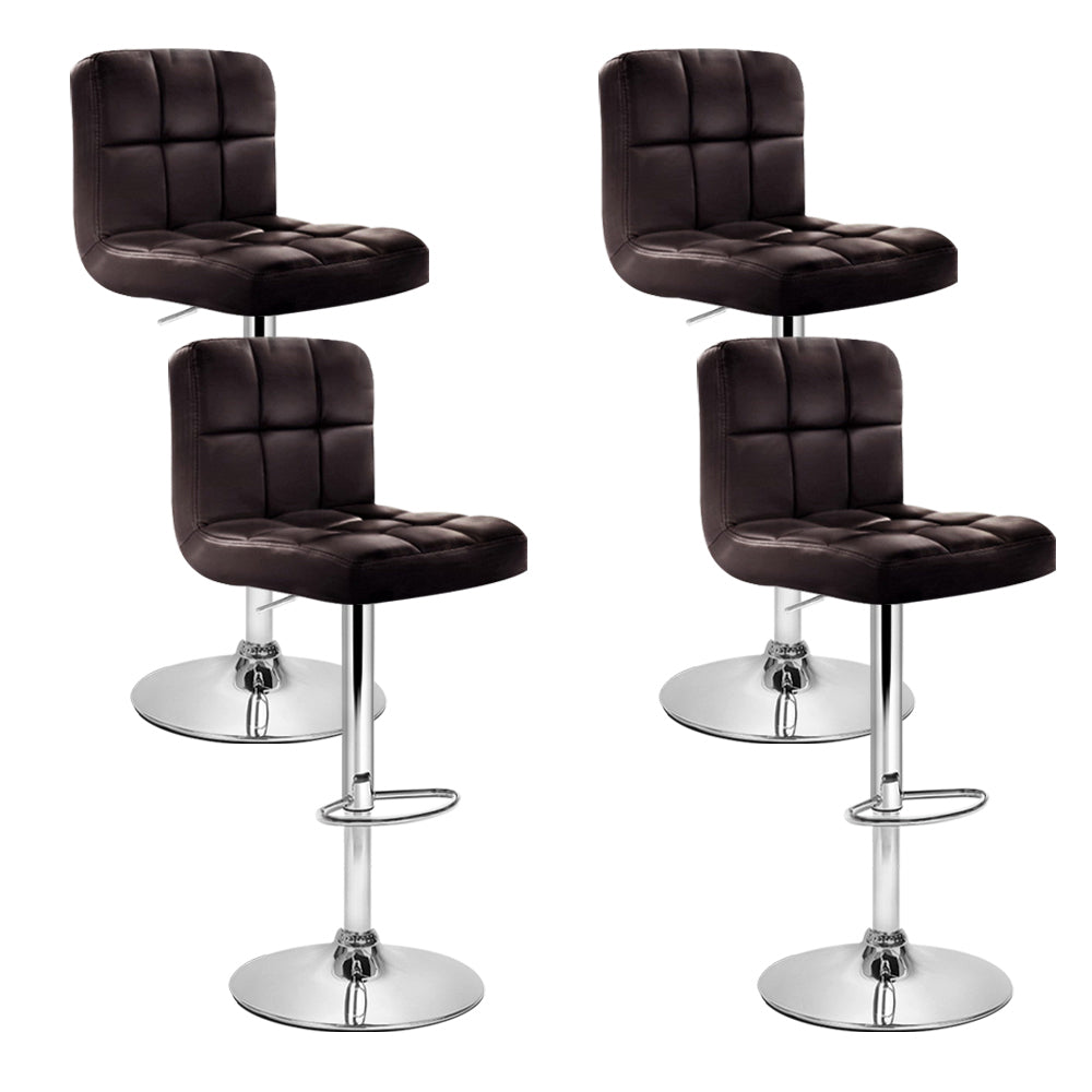 Layla (Set of 4) PU Leather Bar Stools - Chocolate - Homecoze