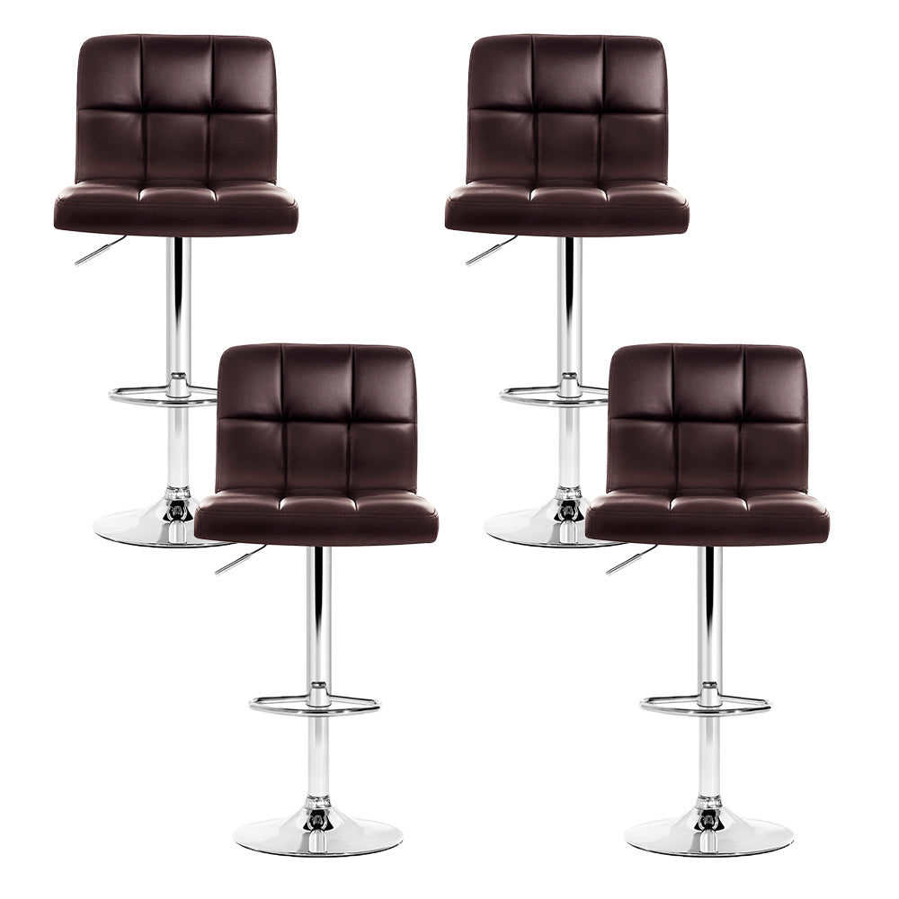 Layla (Set of 4) PU Leather Bar Stools - Chocolate - Homecoze