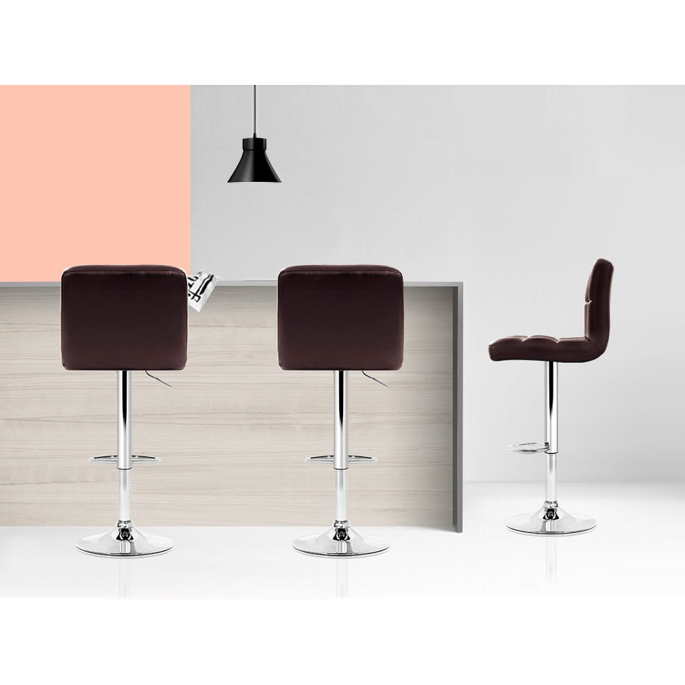 Layla (Set of 4) PU Leather Bar Stools - Chocolate - Homecoze