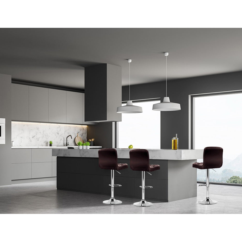 Layla (Set of 4) PU Leather Bar Stools - Chocolate - Homecoze