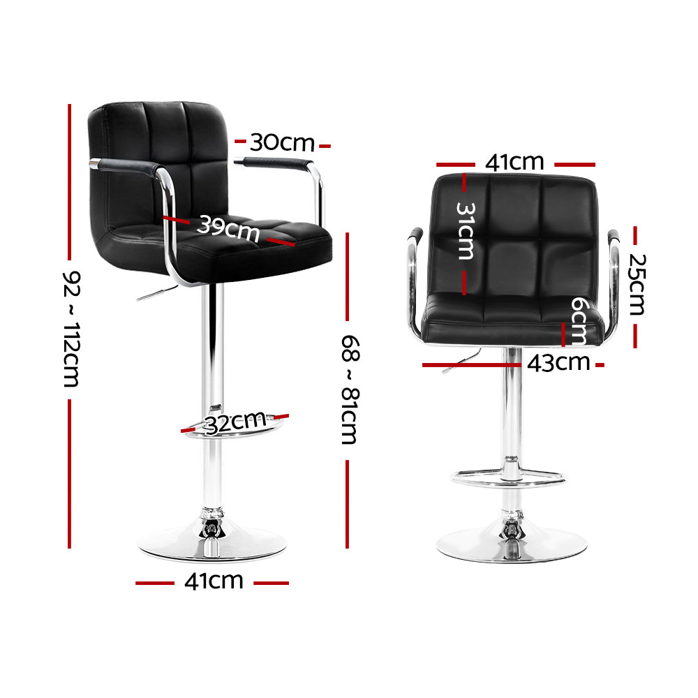 Lucy (Set of 2) PU Leather Bar Stools - Black - Homecoze
