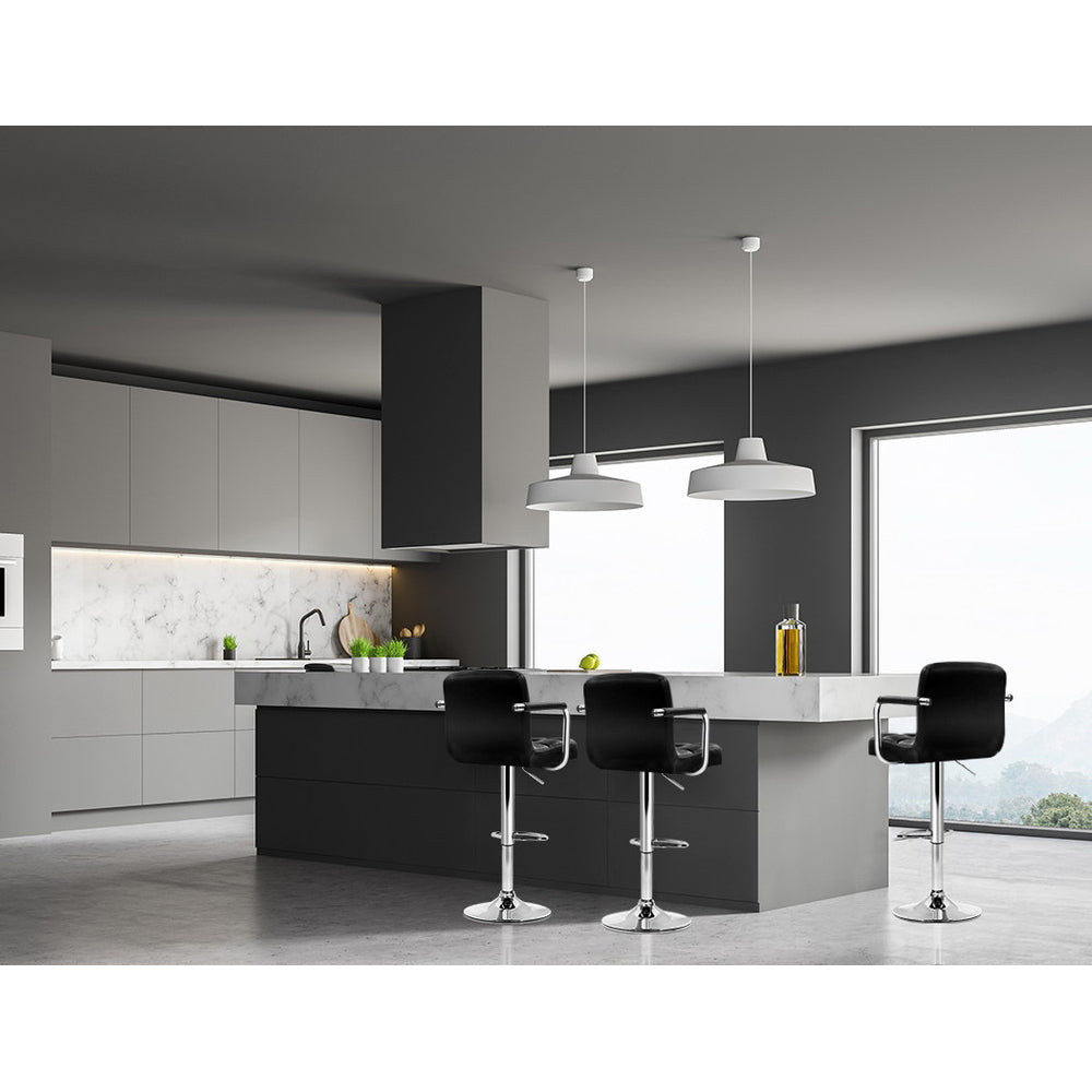 Lucy (Set of 2) PU Leather Bar Stools - Black - Homecoze