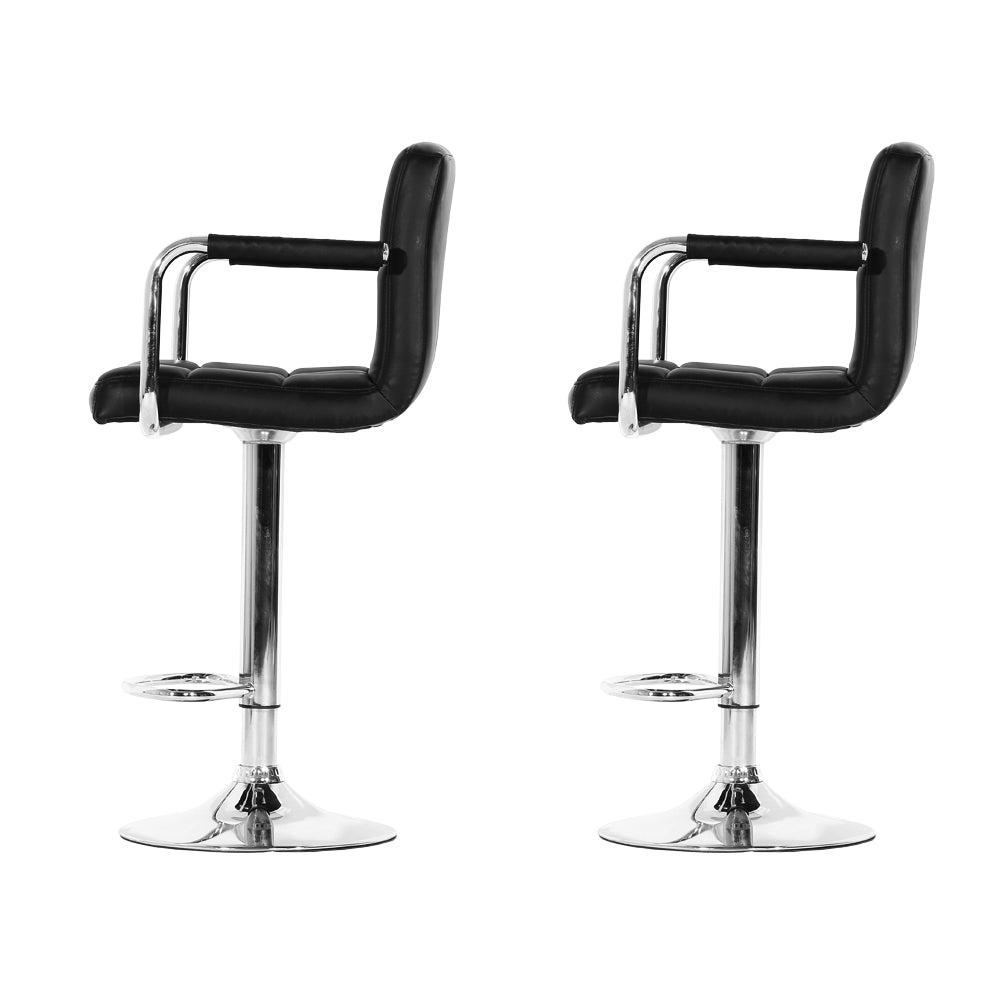 Lucy (Set of 2) PU Leather Bar Stools - Black - Homecoze