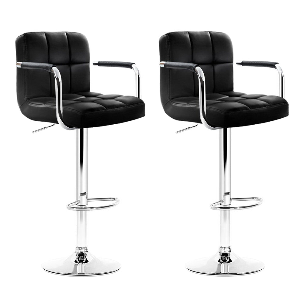 Lucy (Set of 2) PU Leather Bar Stools - Black - Homecoze
