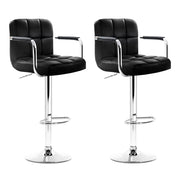 Lucy (Set of 2) PU Leather Bar Stools - Black - Homecoze