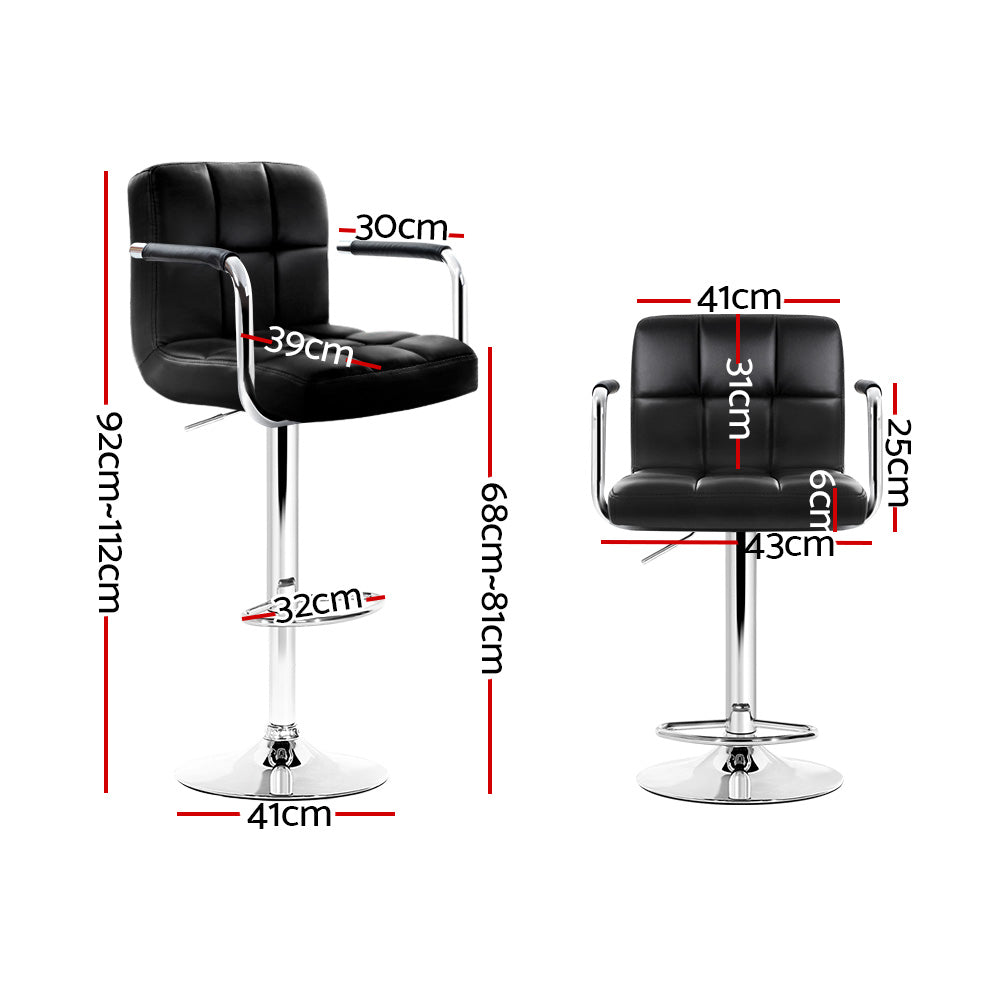 Lucy (Set of 4) PU Leather Bar Stools - Black - Homecoze