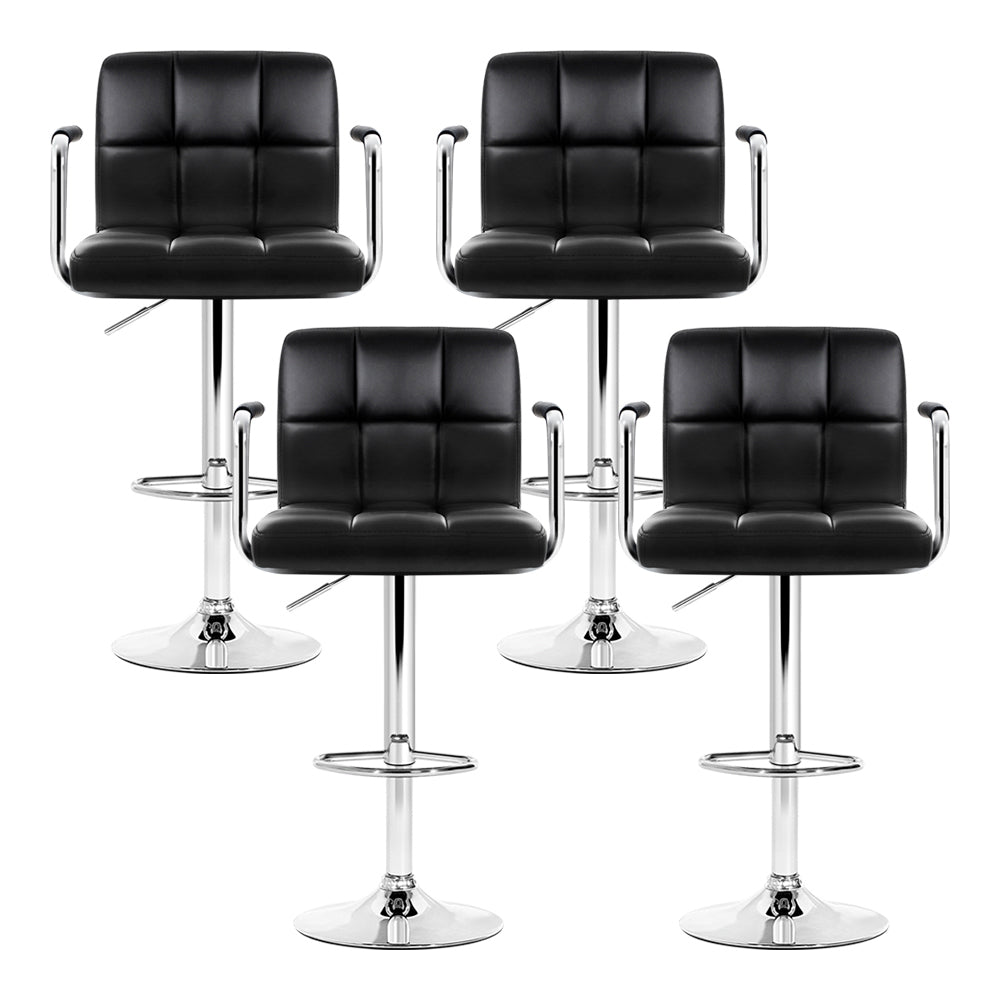 Lucy (Set of 4) PU Leather Bar Stools - Black - Homecoze