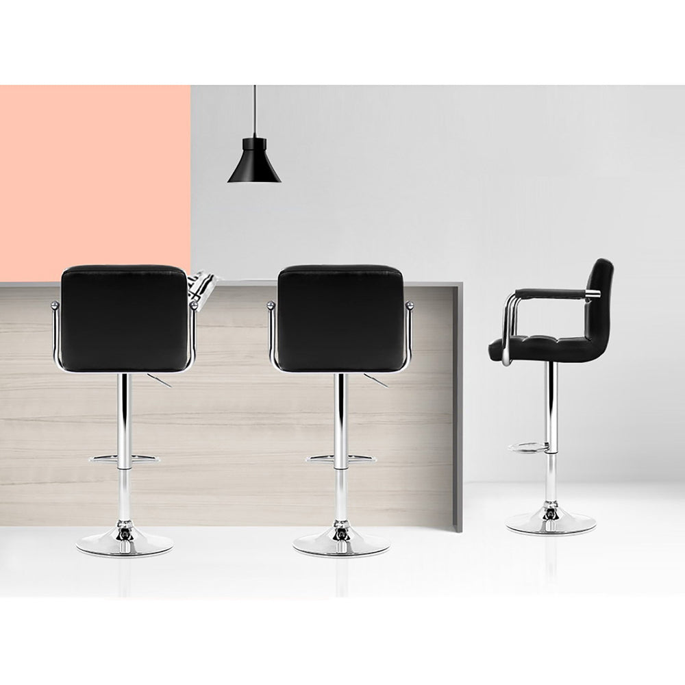 Lucy (Set of 4) PU Leather Bar Stools - Black - Homecoze