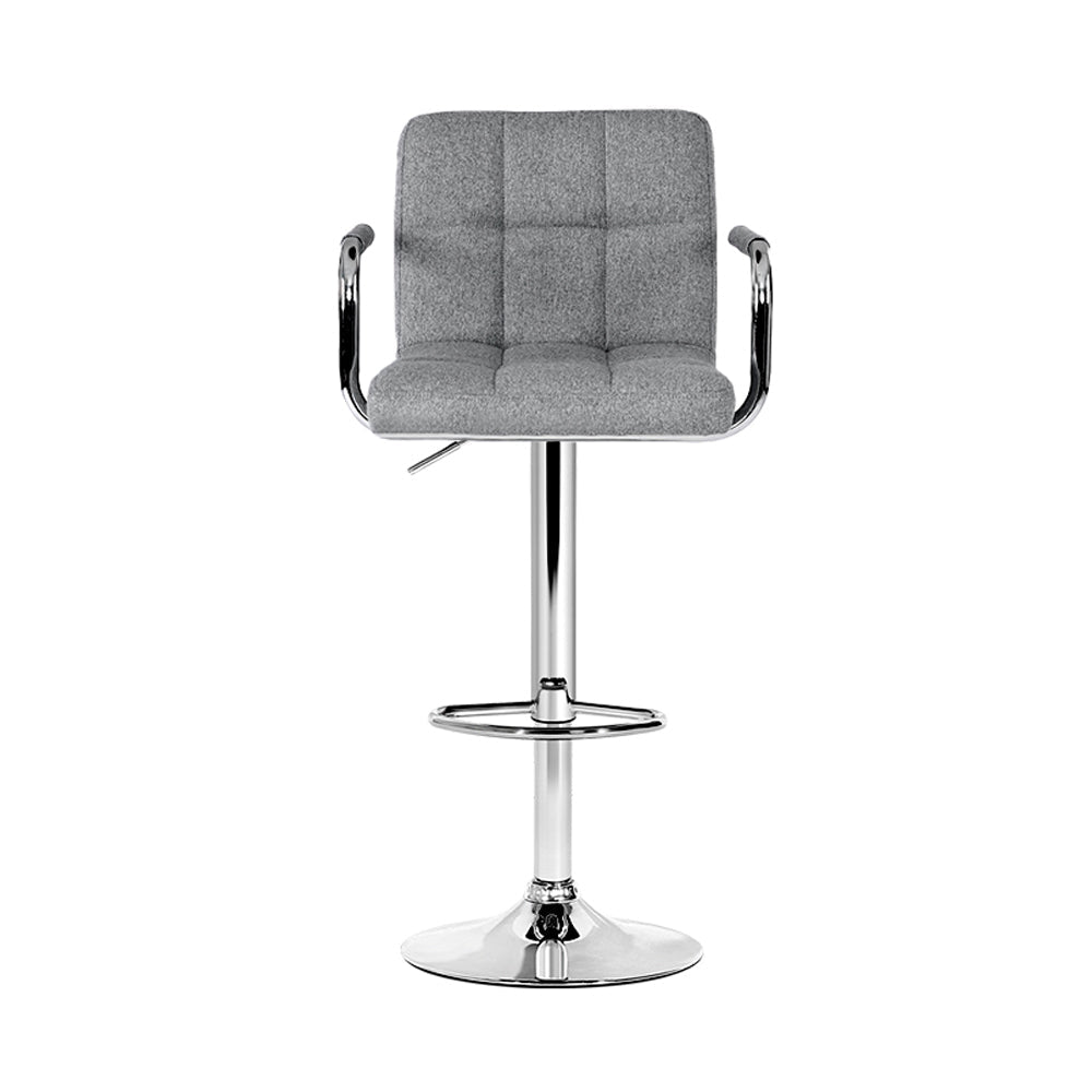Lucy (Set of 2) Linen Bar Stools - Grey - Homecoze
