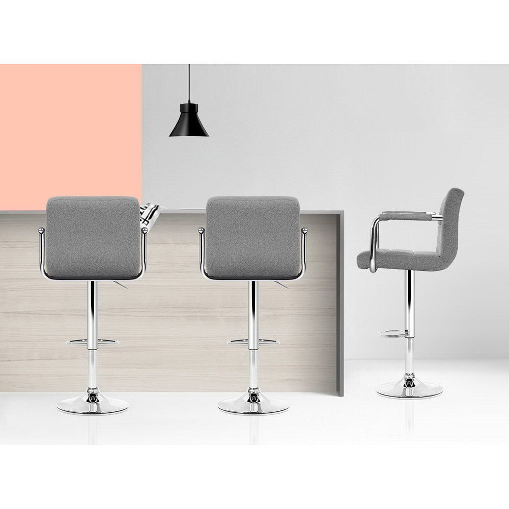 Lucy (Set of 4) Linen Bar Stools - Grey - Homecoze
