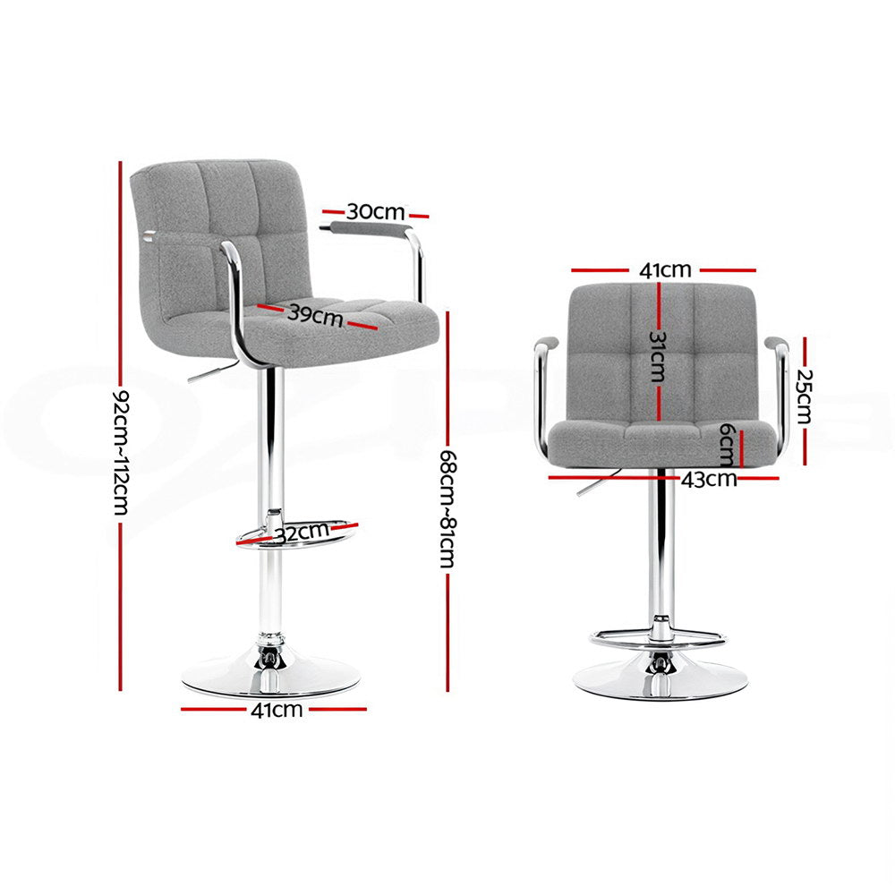 Lucy (Set of 4) Linen Bar Stools - Grey - Homecoze