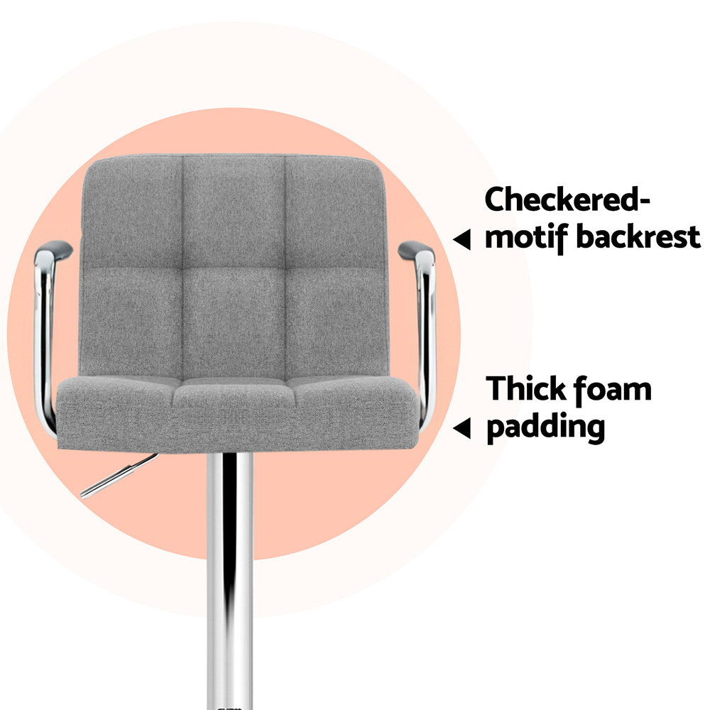 Lucy (Set of 4) Linen Bar Stools - Grey - Homecoze