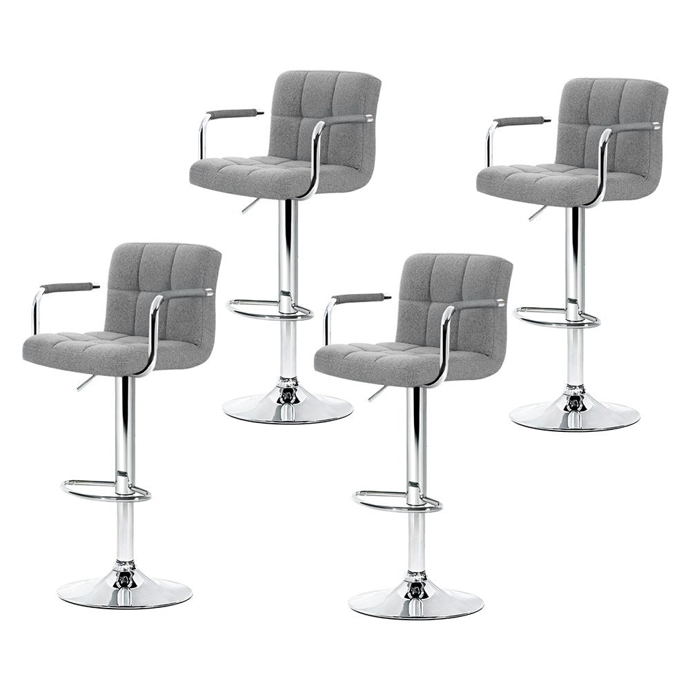Lucy (Set of 4) Linen Bar Stools - Grey - Homecoze