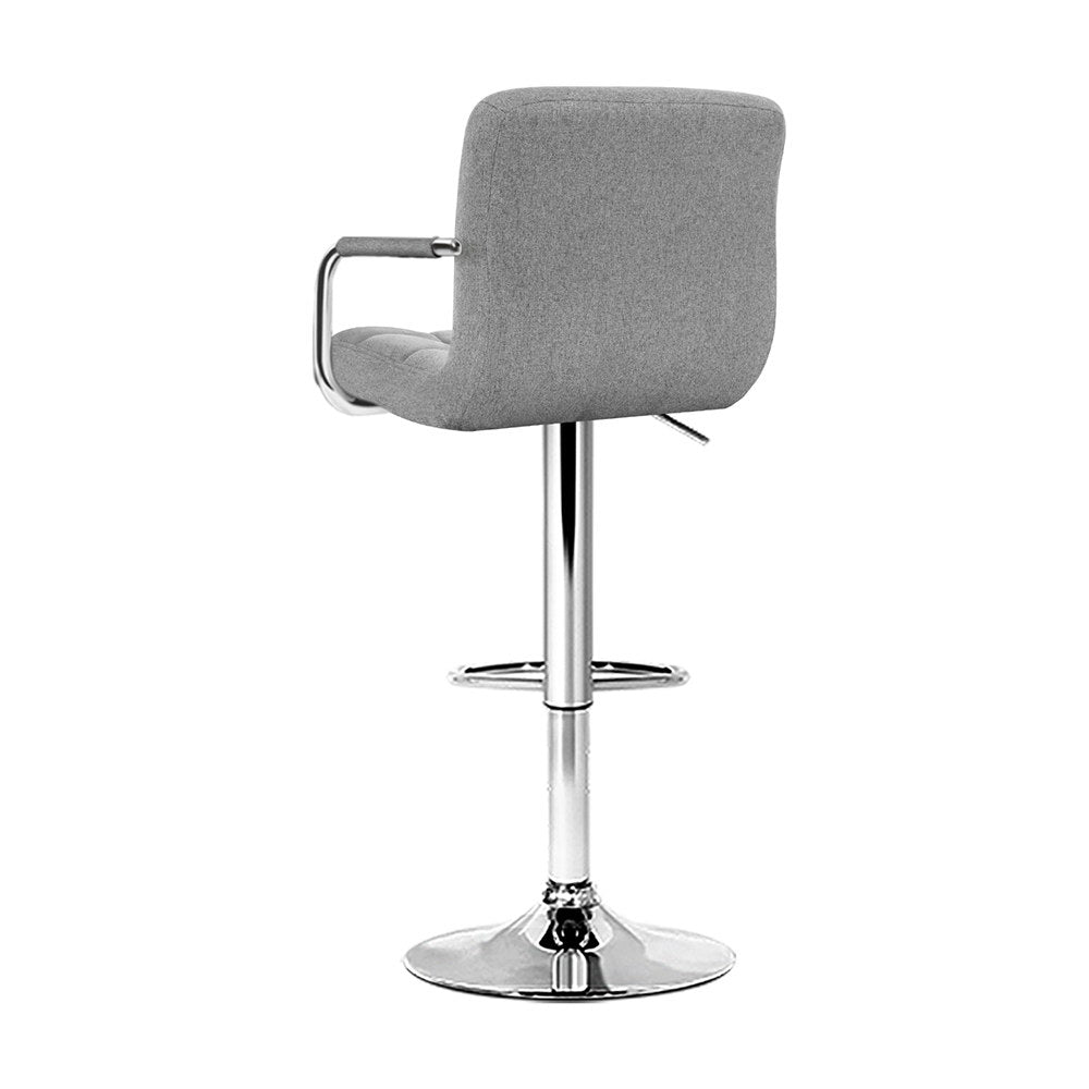 Lucy (Set of 2) Linen Bar Stools - Grey - Homecoze