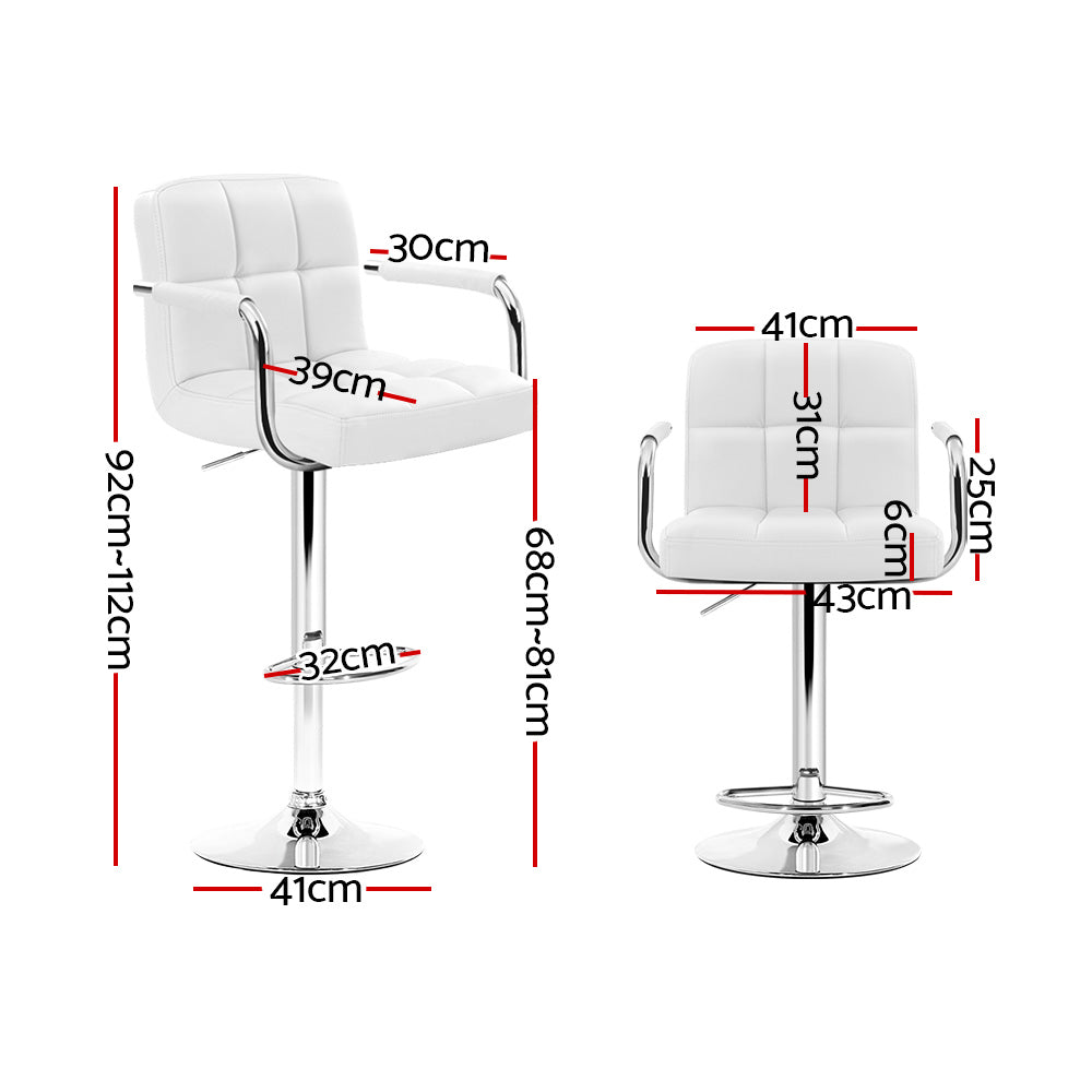 Lucy (Set of 2) PU Leather Bar Stools - White - Homecoze