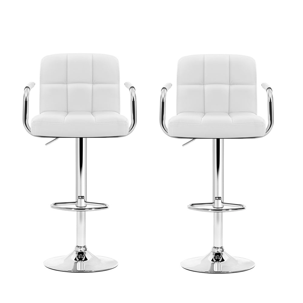 Lucy (Set of 2) PU Leather Bar Stools - White - Homecoze