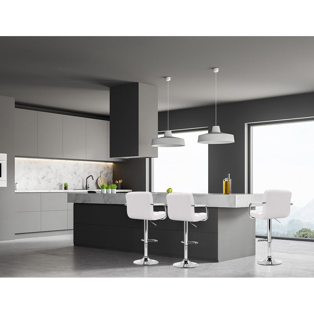 Lucy (Set of 2) PU Leather Bar Stools - White - Homecoze