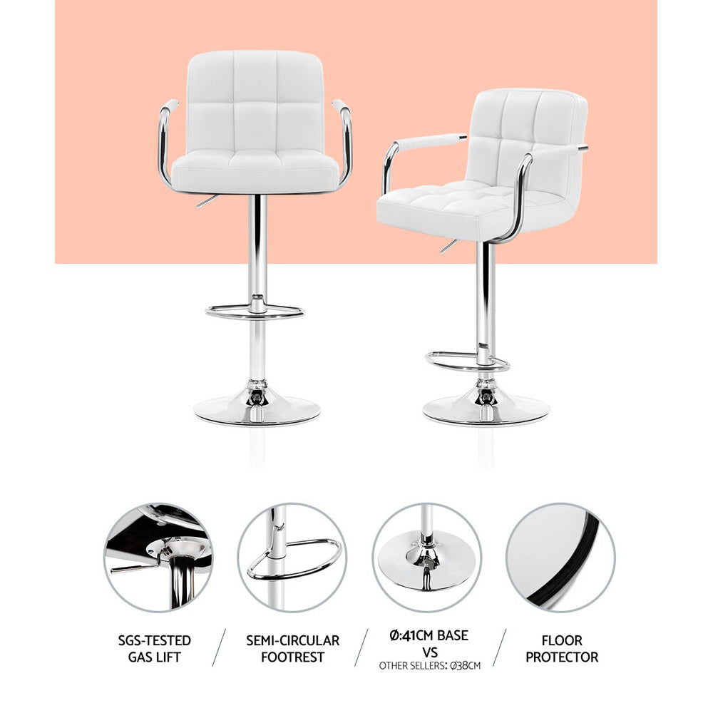 Lucy (Set of 2) PU Leather Bar Stools - White - Homecoze